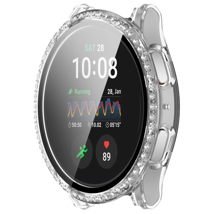 For Samsung Galaxy Watch 7 44mm Single Row Diamond PC + Tempered Film Integrated Watch Protective Case