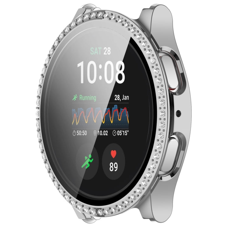 For Samsung Galaxy Watch 7 44mm Single Row Diamond PC + Tempered Film Integrated Watch Protective Case