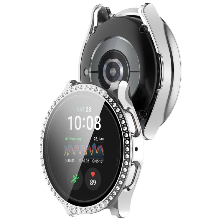 For Samsung Galaxy Watch 7 44mm Single Row Diamond PC + Tempered Film Integrated Watch Protective Case