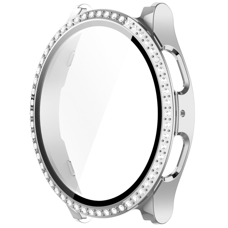 For Samsung Galaxy Watch 7 44mm Single Row Diamond PC + Tempered Film Integrated Watch Protective Case