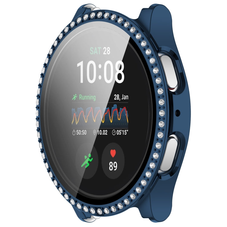 For Samsung Galaxy Watch 7 44mm Single Row Diamond PC + Tempered Film Integrated Watch Protective Case