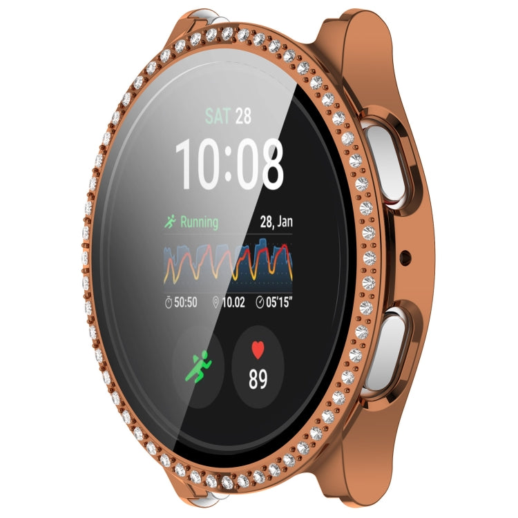 For Samsung Galaxy Watch 7 44mm Single Row Diamond PC + Tempered Film Integrated Watch Protective Case