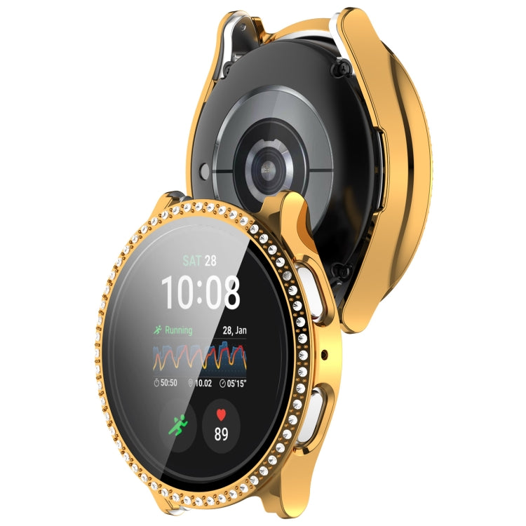 For Samsung Galaxy Watch 7 44mm Single Row Diamond PC + Tempered Film Integrated Watch Protective Case