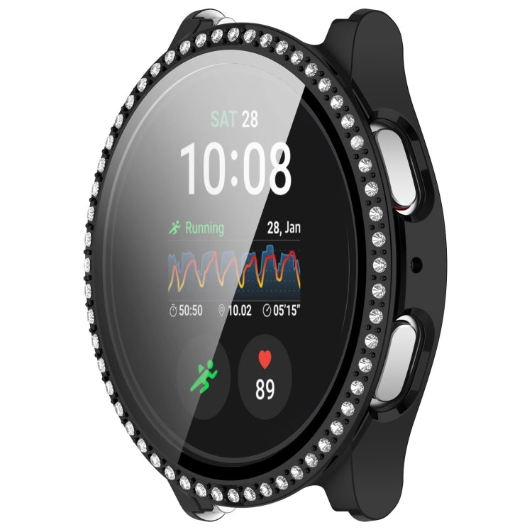 For Samsung Galaxy Watch 7 44mm Single Row Diamond PC + Tempered Film Integrated Watch Protective Case