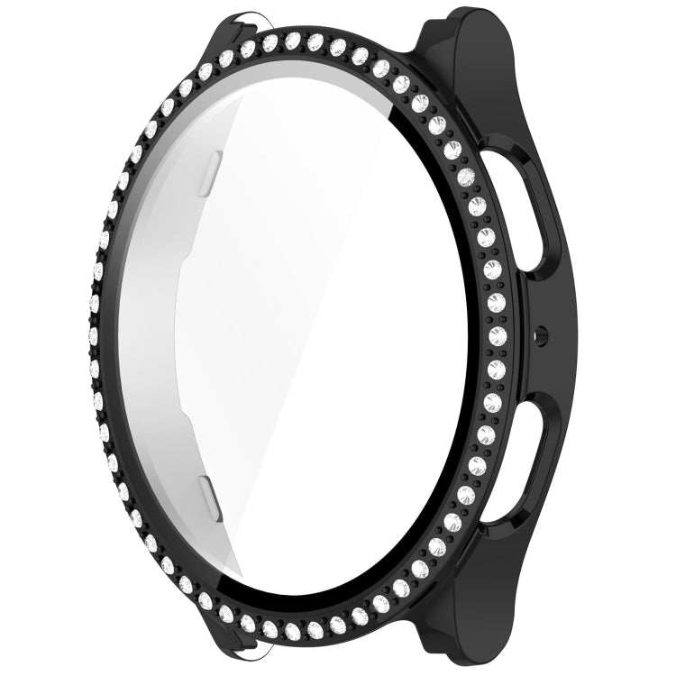 For Samsung Galaxy Watch 7 44mm Single Row Diamond PC + Tempered Film Integrated Watch Protective Case