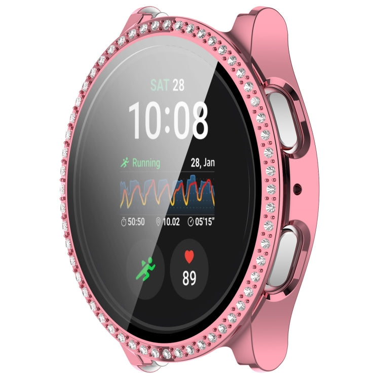 For Samsung Galaxy Watch 7 44mm Single Row Diamond PC + Tempered Film Integrated Watch Protective Case