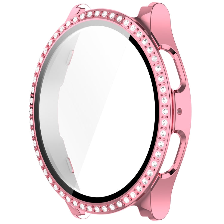 For Samsung Galaxy Watch 7 44mm Single Row Diamond PC + Tempered Film Integrated Watch Protective Case