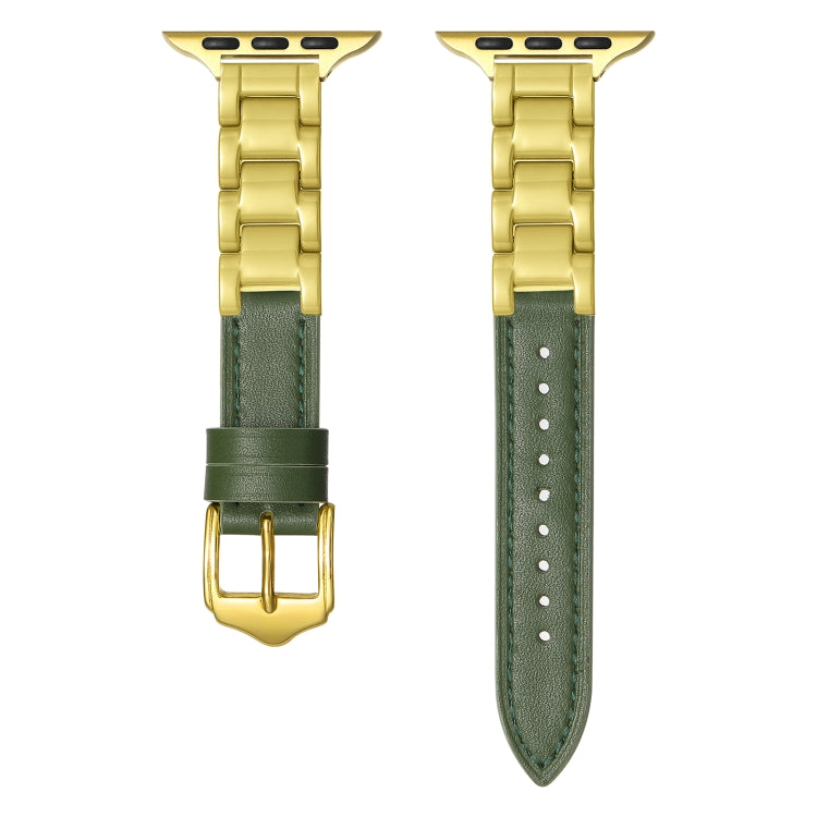 For Apple Watch Series 7 45mm Ceramic Color Buckle Contrast Leather Watch Band