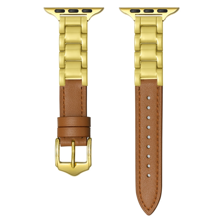 For Apple Watch Series 7 45mm Ceramic Color Buckle Contrast Leather Watch Band