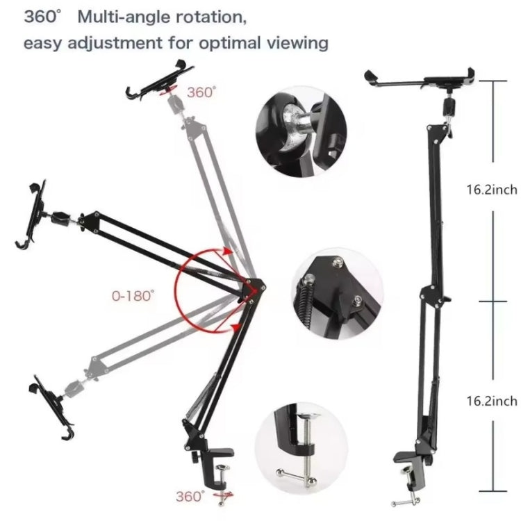 XWJ005 Adjustable Desk Clamp Bracket 360 Degrees Rotatable Tablet Phone Holder