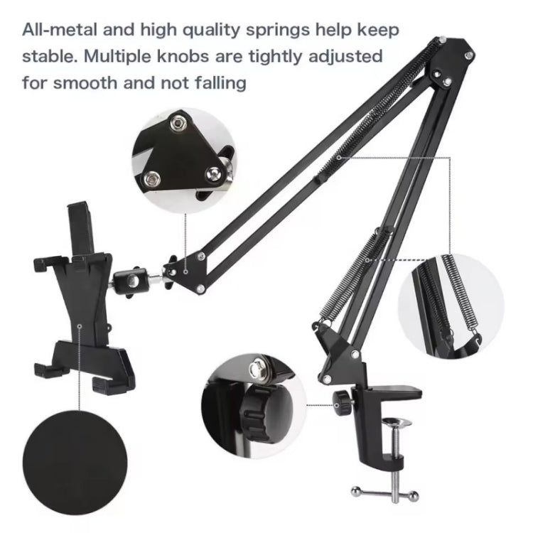 XWJ005 Adjustable Desk Clamp Bracket 360 Degrees Rotatable Tablet Phone Holder
