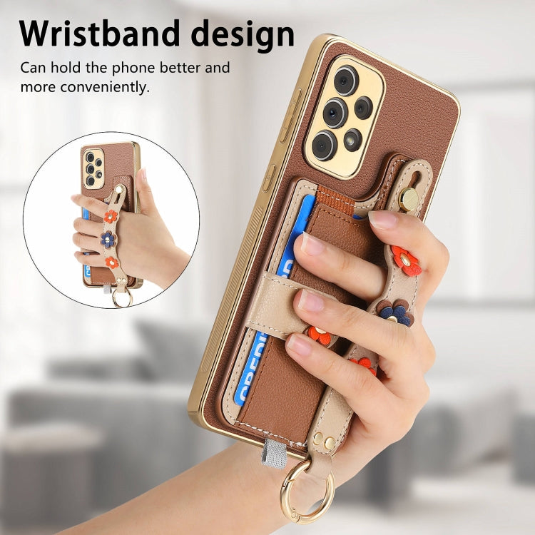For Samsung Galaxy A13 4G Stereoscopic Flowers Wristband Card Bag Phone Case