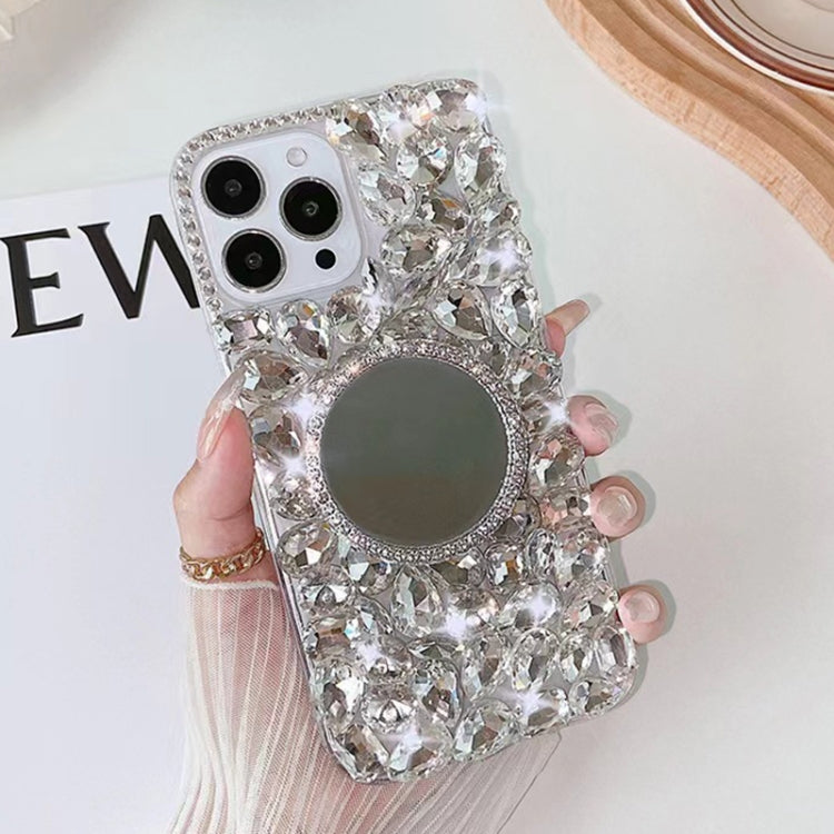 For iPhone 14 Pro Max Mirror Handmade Bling Rhinestone PC Phone Case