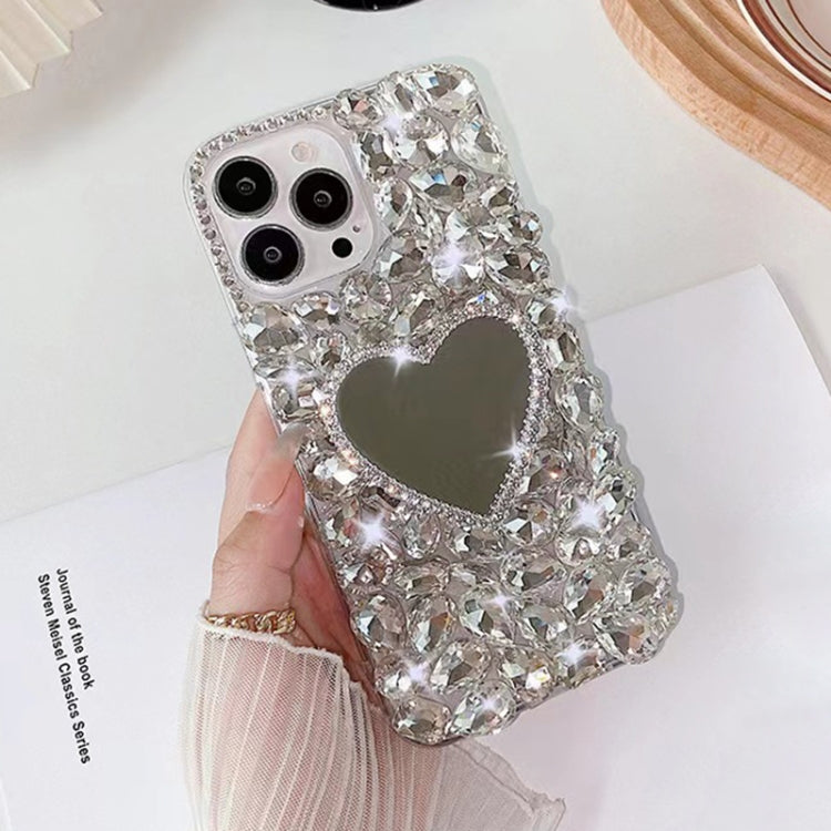 For iPhone 13 Pro Mirror Handmade Bling Rhinestone PC Phone Case
