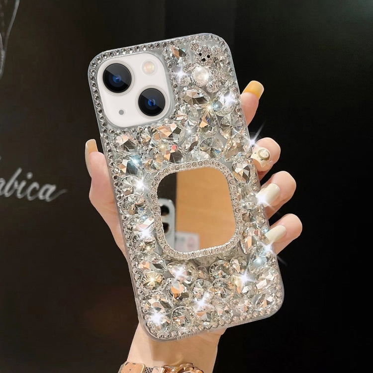 For iPhone 13 Mirror Handmade Bling Rhinestone PC Phone Case