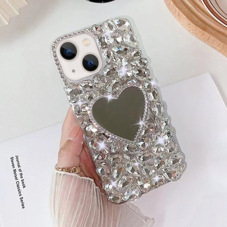 For iPhone 13 Mirror Handmade Bling Rhinestone PC Phone Case