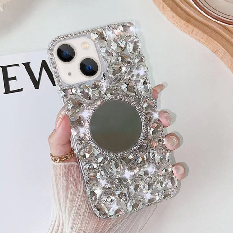 For iPhone 13 mini Mirror Handmade Bling Rhinestone PC Phone Case