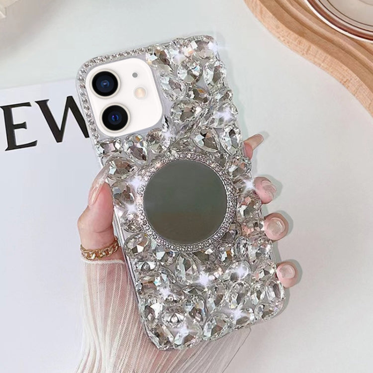 For iPhone 12 Mirror Handmade Bling Rhinestone PC Phone Case