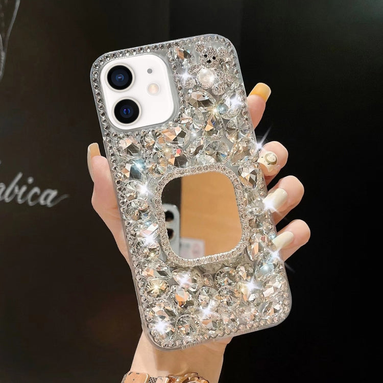 For iPhone 12 mini Mirror Handmade Bling Rhinestone PC Phone Case