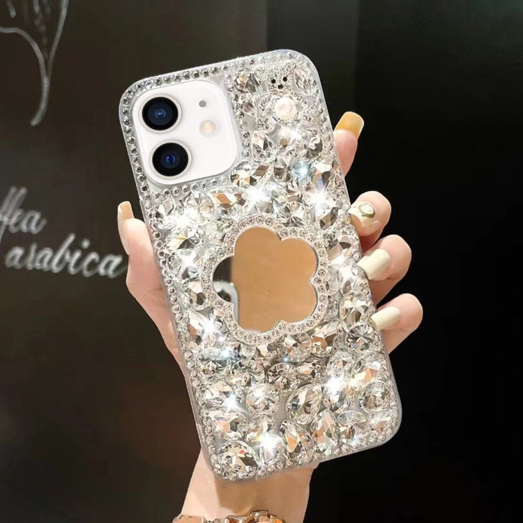 For iPhone 12 mini Mirror Handmade Bling Rhinestone PC Phone Case