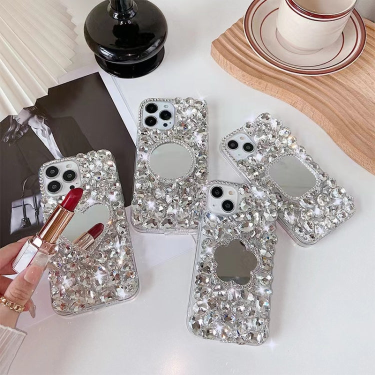 For iPhone XR Mirror Handmade Bling Rhinestone PC Phone Case