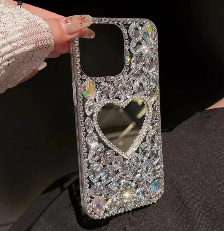 For iPhone XS Max Mirror Handmade Bling Rhinestone PC Phone Case