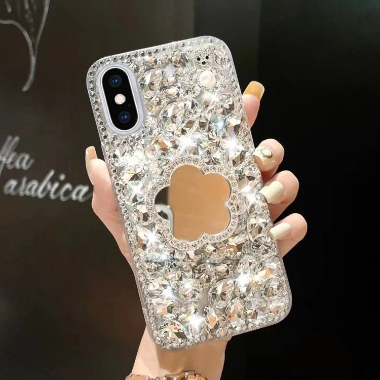 For iPhone X / XS Mirror Handmade Bling Rhinestone PC Phone Case