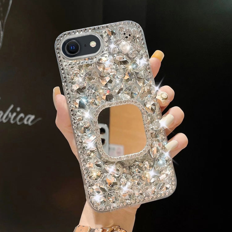 For iPhone SE 2022 / 7 / 8 Mirror Handmade Bling Rhinestone PC Phone Case