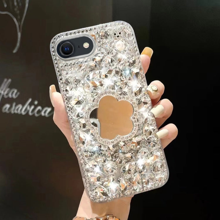 For iPhone SE 2022 / 7 / 8 Mirror Handmade Bling Rhinestone PC Phone Case