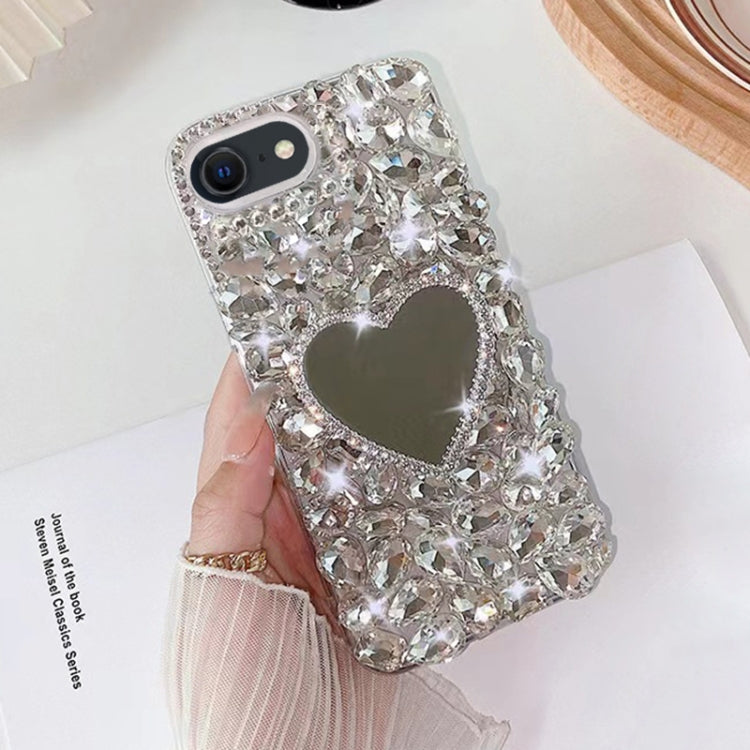 For iPhone SE 2022 / 7 / 8 Mirror Handmade Bling Rhinestone PC Phone Case
