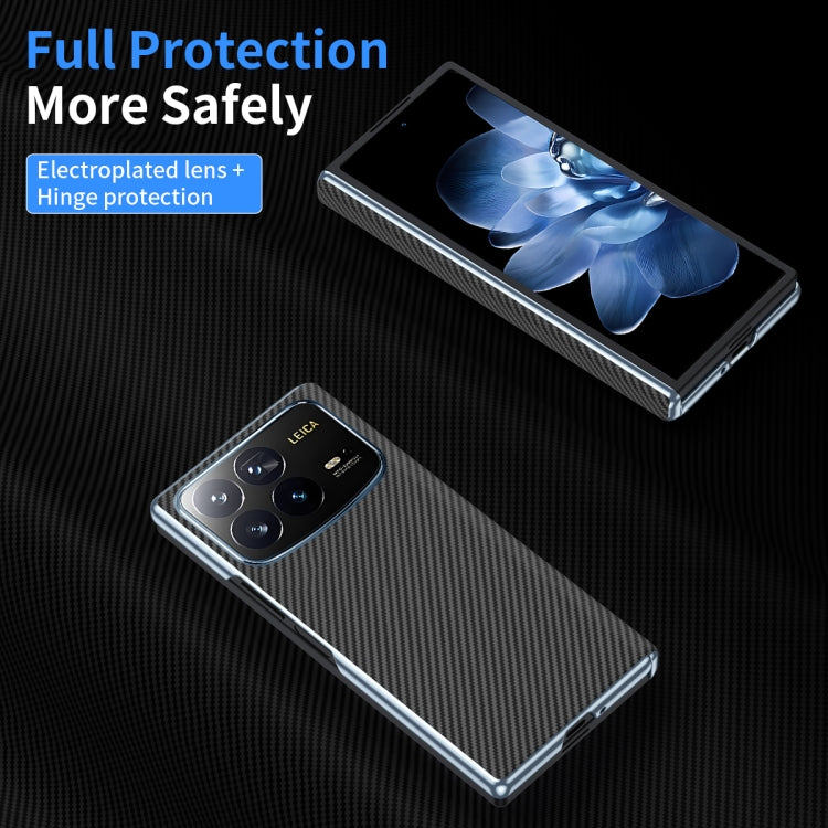 For Xiaomi MIX Fold 4 Electroplated Carbon Fiber Pattern Folding Phone Case with Hinge