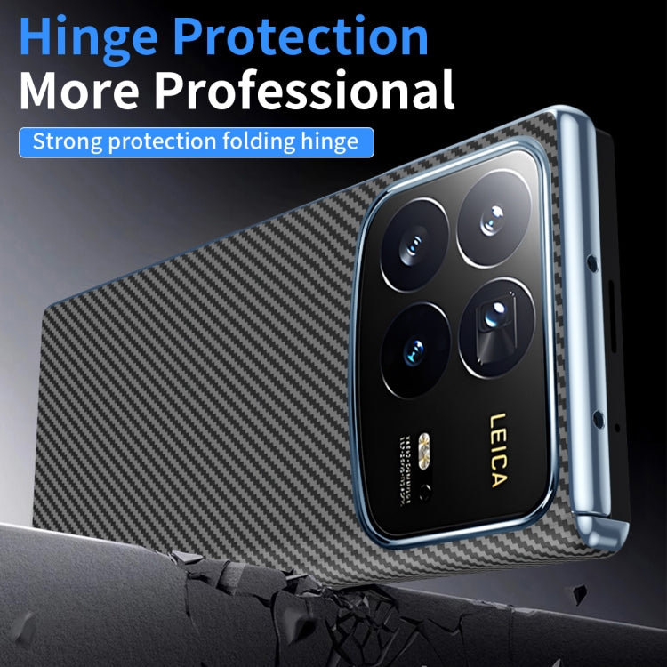 For Xiaomi MIX Fold 4 Electroplated Carbon Fiber Pattern Folding Phone Case with Hinge