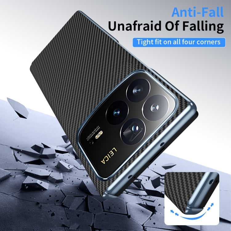 For Xiaomi MIX Fold 4 Electroplated Carbon Fiber Pattern Folding Phone Case with Hinge