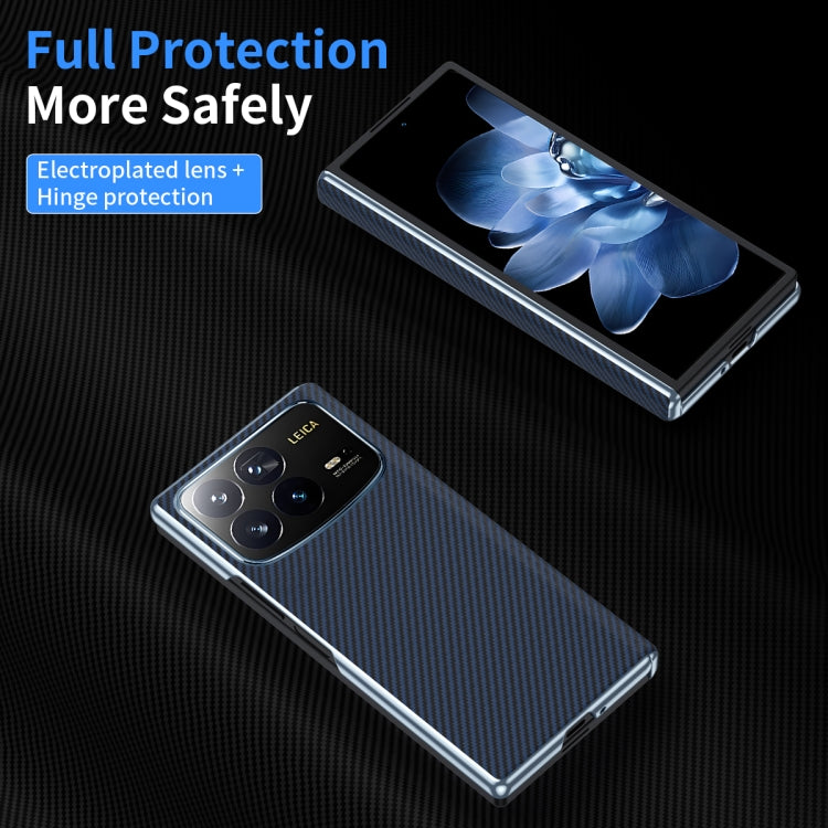 For Xiaomi MIX Fold 4 Electroplated Carbon Fiber Pattern Folding Phone Case with Hinge