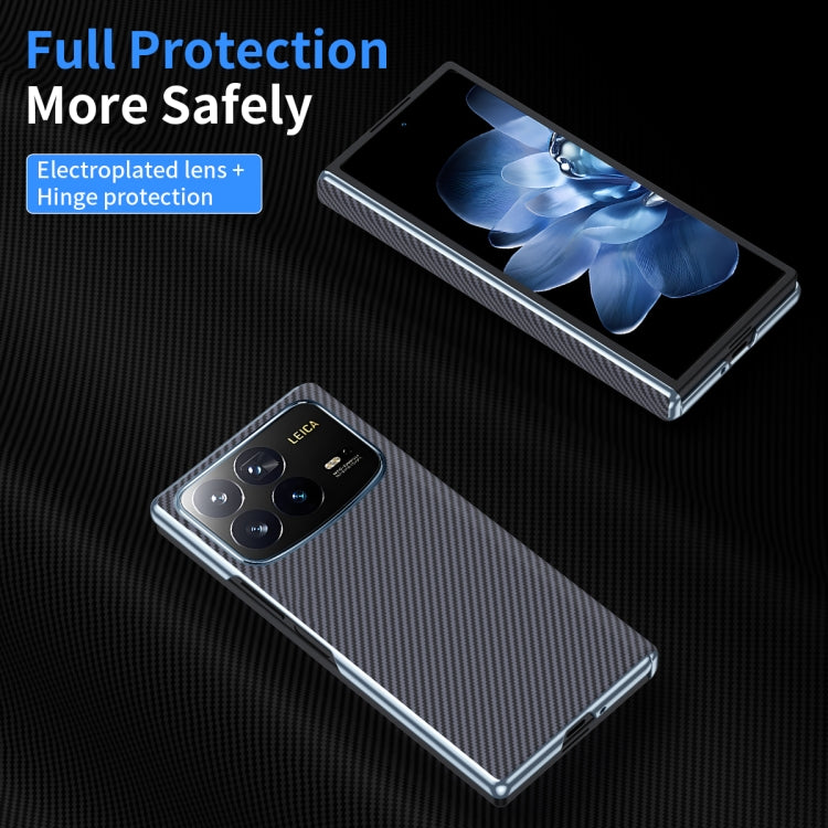 For Xiaomi MIX Fold 4 Electroplated Carbon Fiber Pattern Folding Phone Case with Hinge