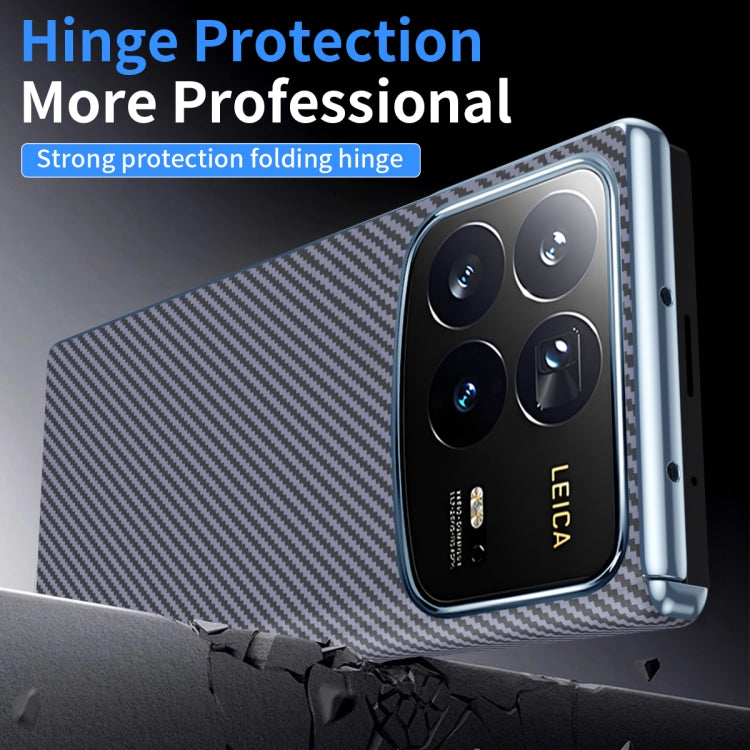 For Xiaomi MIX Fold 4 Electroplated Carbon Fiber Pattern Folding Phone Case with Hinge