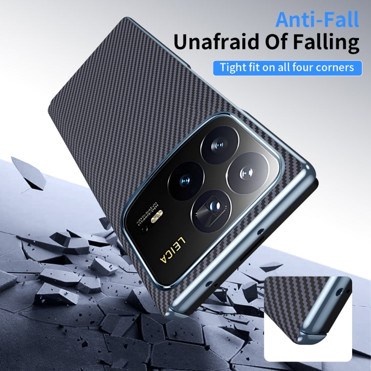For Xiaomi MIX Fold 4 Electroplated Carbon Fiber Pattern Folding Phone Case with Hinge