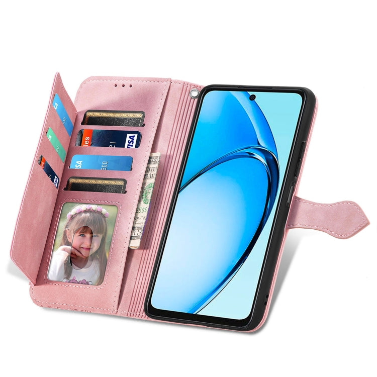 For OPPO A60 Embossed Flower Zipper Leather Phone Case