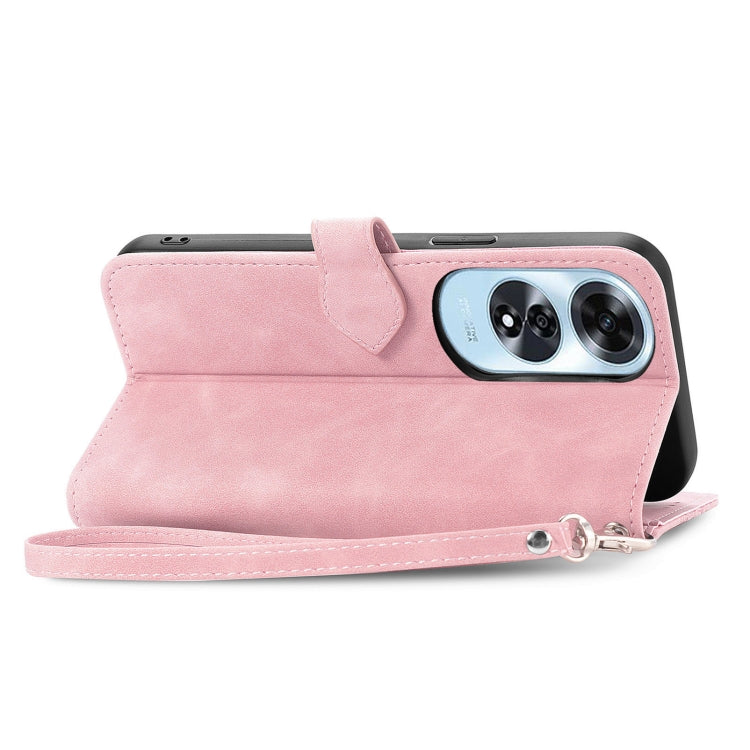 For OPPO A60 Embossed Flower Zipper Leather Phone Case