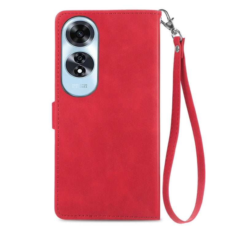 For OPPO A60 Embossed Flower Zipper Leather Phone Case