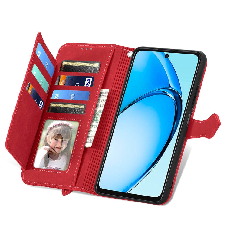For OPPO A60 Embossed Flower Zipper Leather Phone Case