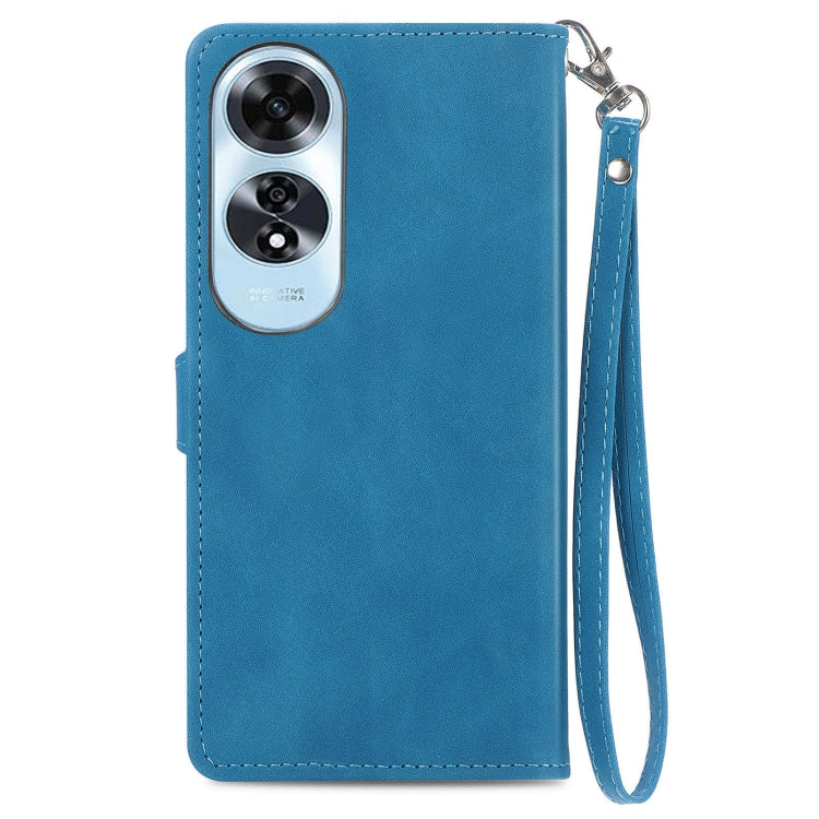 For OPPO A60 Embossed Flower Zipper Leather Phone Case