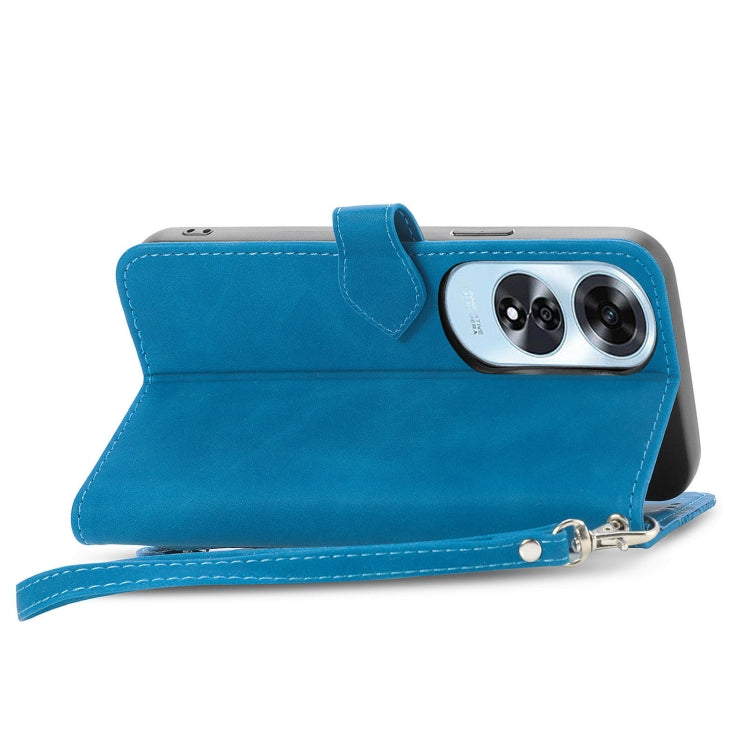 For OPPO A60 Embossed Flower Zipper Leather Phone Case