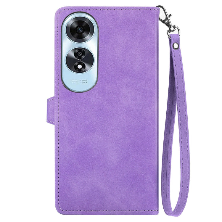 For OPPO A60 Embossed Flower Zipper Leather Phone Case