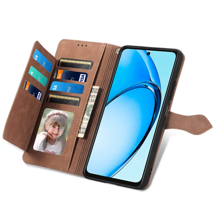 For OPPO A60 Embossed Flower Zipper Leather Phone Case