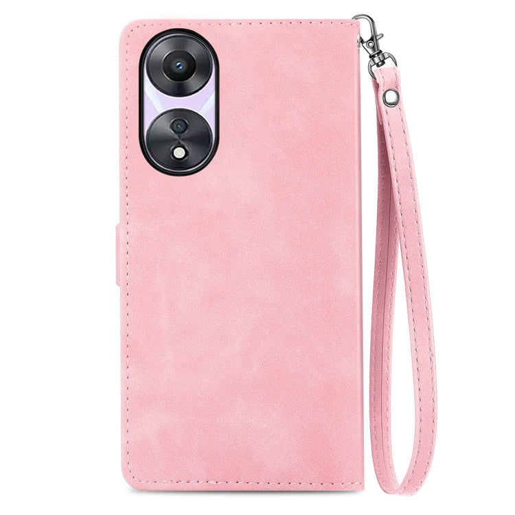 For OPPO A78 5G Embossed Flower Zipper Leather Phone Case