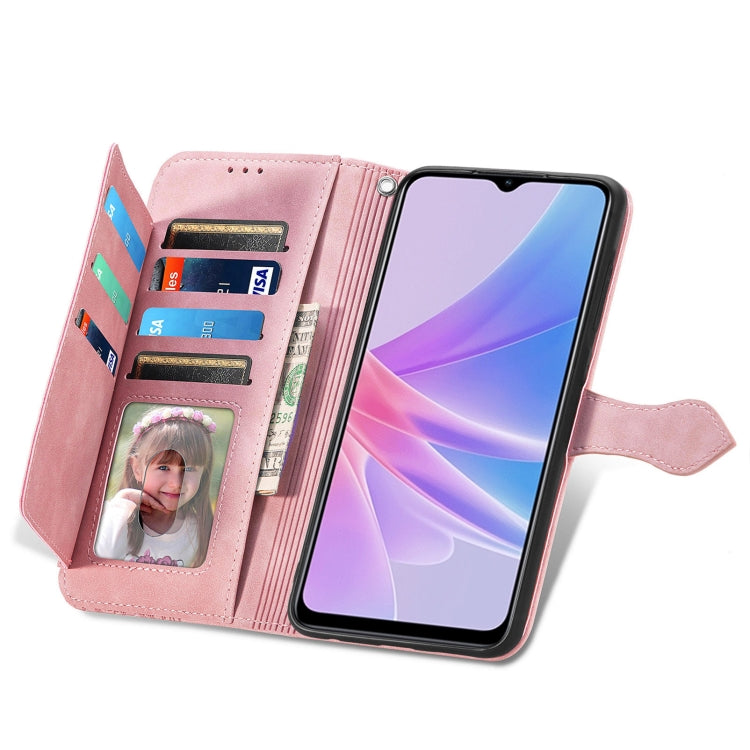 For OPPO A78 5G Embossed Flower Zipper Leather Phone Case