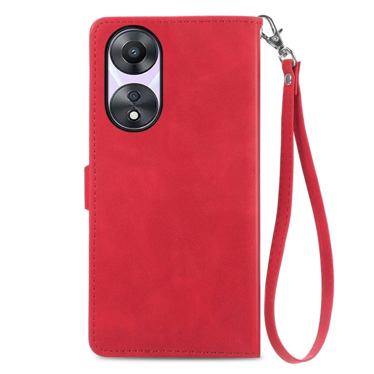 For OPPO A78 5G Embossed Flower Zipper Leather Phone Case