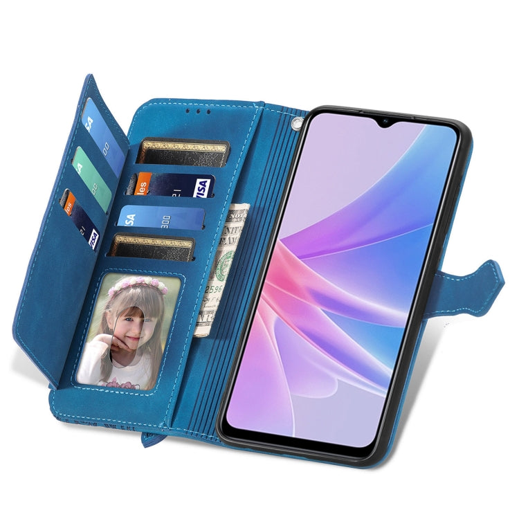 For OPPO A78 5G Embossed Flower Zipper Leather Phone Case