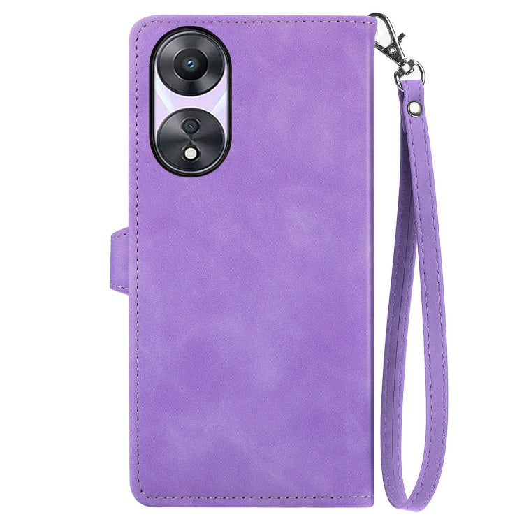 For OPPO A78 5G Embossed Flower Zipper Leather Phone Case